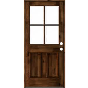 32 in. x 80 in. Knotty Alder Left-Hand/Inswing 4-Lite Clear Glass Provincial Stain Wood Prehung Front Door