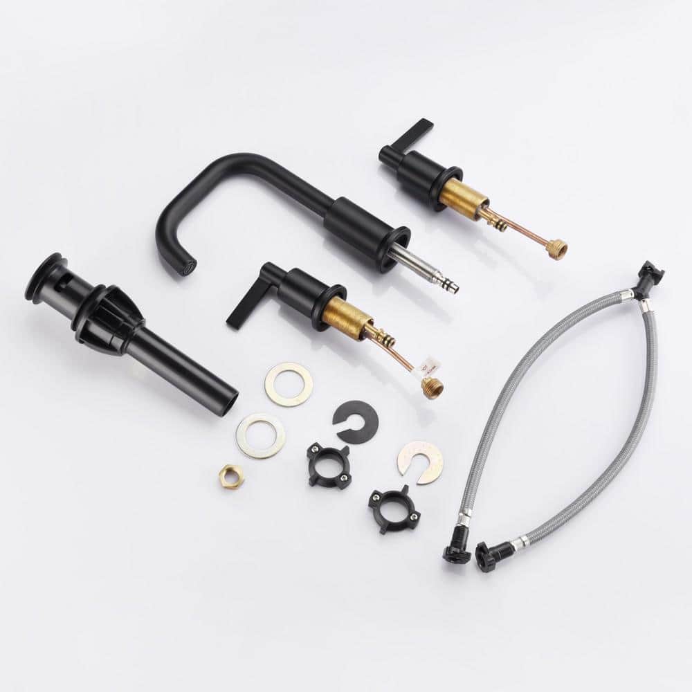 Matte Black Brass 2-Handle Widespread Bathroom Faucet