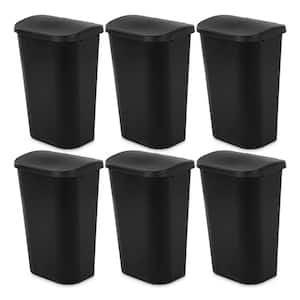 11.3 Gal. Black Lift Top Lid Kitchen Wastebasket Plastic Household Trash Can (6-Pack)