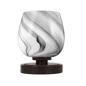 Quincy 8 in. Dark Granite Accent Lamp with Onyx Swirl Glass Shade