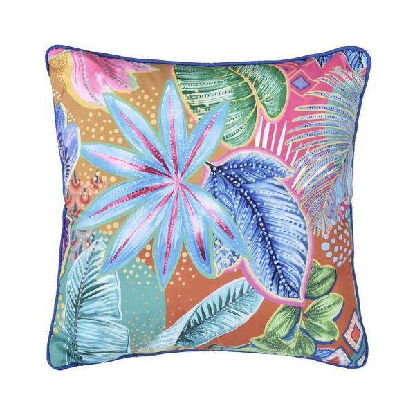 Unbranded Hana Turquoise Polyester Square Decorative Throw Pillow 18X18"