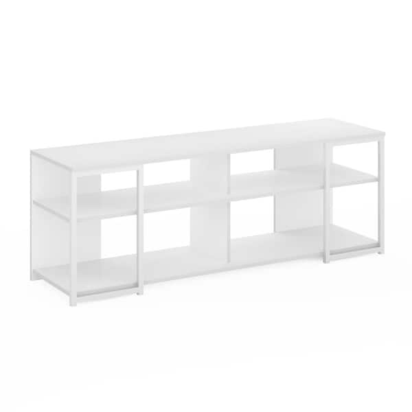 Furinno Camnus 56.3 in. Solid White/White TV Stand Fits TV's up to 65 in. with Shelves