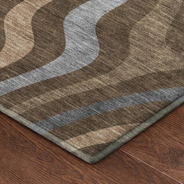 Mayfield Premium Machine Washable Abstract AMF2570 Chocolate 10 ft. x 14 ft. Area Rug