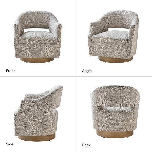 Felisa Set of 2 Gray Transition Upholstered 360-degree Swivel Barrel Chair