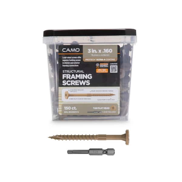 CAMO 0.16 in x 3 in. Star Drive Flat Head Structural Framing Wood Screw - PROTECH Ultra 4 Exterior Coated (150-Pack)
