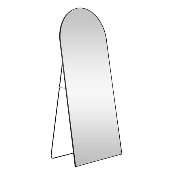 Unbranded Black 32 in. W x 71 in. H The 4-Generation Arched Metal Frame Full Body or Wall Mirror with Bracket for Living Room