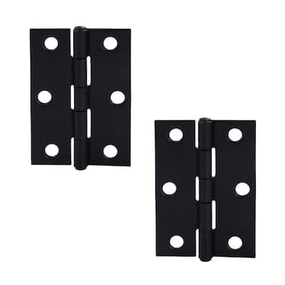 Everbilt 2-Pack 2-1/2 in. Matte Black Non-Removable Pin Narrow Surface Mount Door Hinge 28927