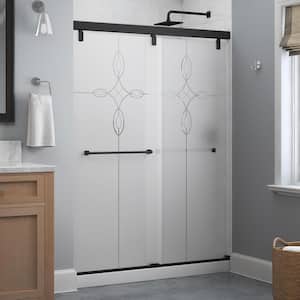 Mod 60 in. x 71-1/2 in. Soft-Close Frameless Sliding Shower Door in Matte Black with 1/4 in. Tempered Tranquility Glass
