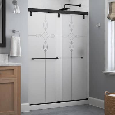 Everly 60 x 71-1/2 in. Frameless Mod Soft-Close Sliding Shower Door in Matte Black with 1/4 in. (6 mm) Tranquility Glass