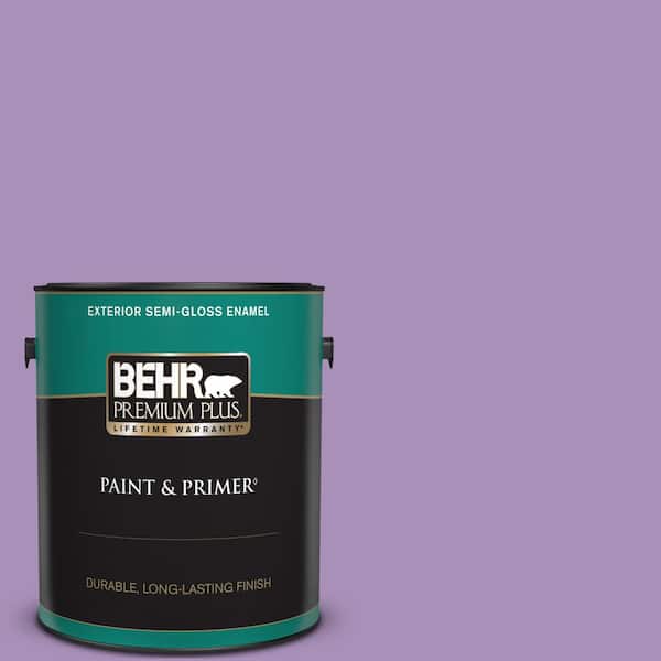 BEHR PREMIUM PLUS 1 gal. #650B-5 Garden Pansy Semi-Gloss Enamel Exterior Paint & Primer