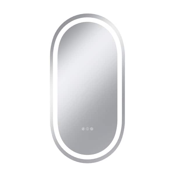20 in. W x 40 in. H Oval Frameless Anti-Fog LED Light Wall Bathroom Vanity Mirror in Bright White