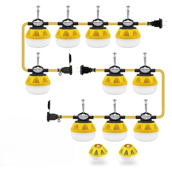 120-Volt 13000 Lumen LED Linkable String Work Light Plug-In 100 ft. Hanging Jobsite Light for Garage Attic