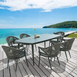 Gray Rectangle Aluminum Outdoor Dining Table