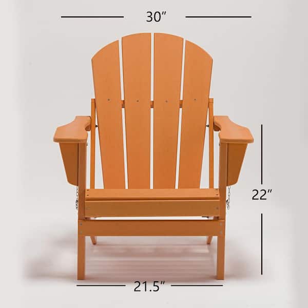 Sireck Orange Waterproof Rust Resistant Folding Plastic Metal Outdoor Lounge Chair, Solid All-Weather HDPE Adirondack Chair