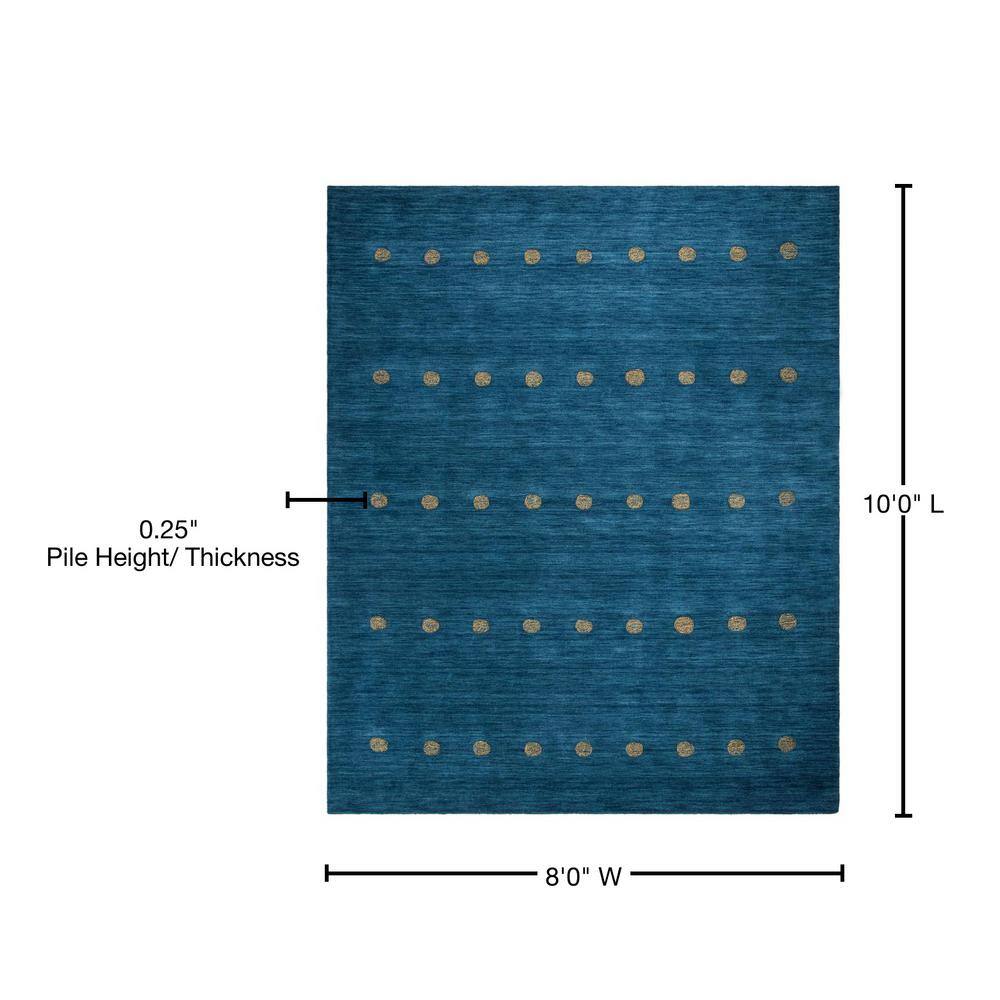 Hand-Knotted Blue Wool Square Area Rug