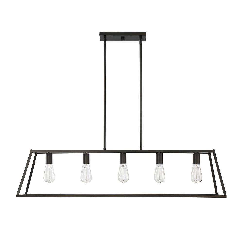 Denton Classic Bronze 44" Linear Chandelier with 5-Light Design