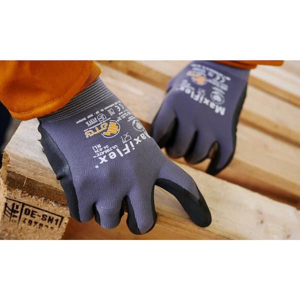 ATG MaxiFlex Ultimate Men's Large Gray Nitrile Coated Work Gloves
