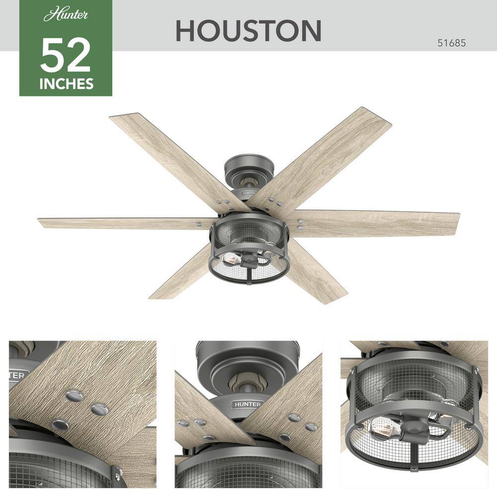 52" Matte Silver 6-Blade Ceiling Fan with LED Light and Remote
