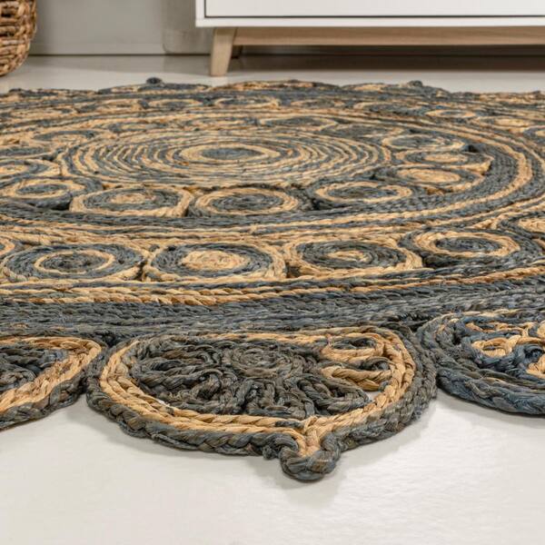 LR Home Suzy Radiant Teal/Gray 6 ft. Round Hand Hooked Mandala Medallion  Wool Area Rug 5220A1084D9348 - The Home Depot