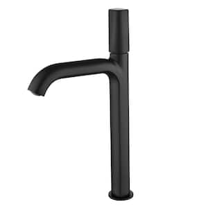 Single-Handle Bathroom Vessel Sink Faucet with Valve Single-Hole Brass High Tall Bathroom Faucets in Matte Black