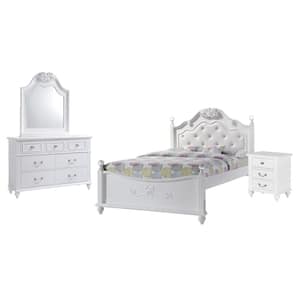Annie 4-Piece White Full Platform Bedroom Set