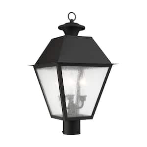 Willowdale 22 in. 3-Light Black Cast Brass Hardwired Outdoor Rust Resistant Post Light with No Bulbs Included