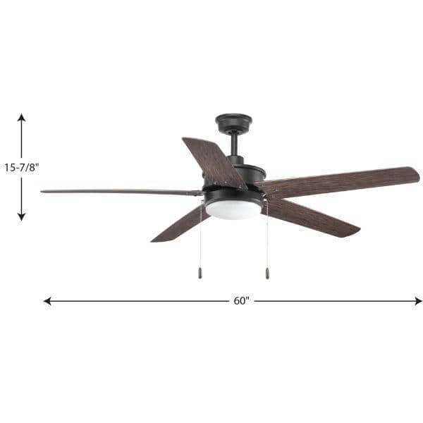 Progress Lighting Whirl 60-in Forged Black LED Indoor/Outdoor Ceiling Fan (5-Blade)