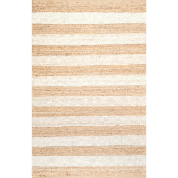 nuLOOM Alisia Stripes Jute Off White 4 ft. x 6 ft. Area Rug