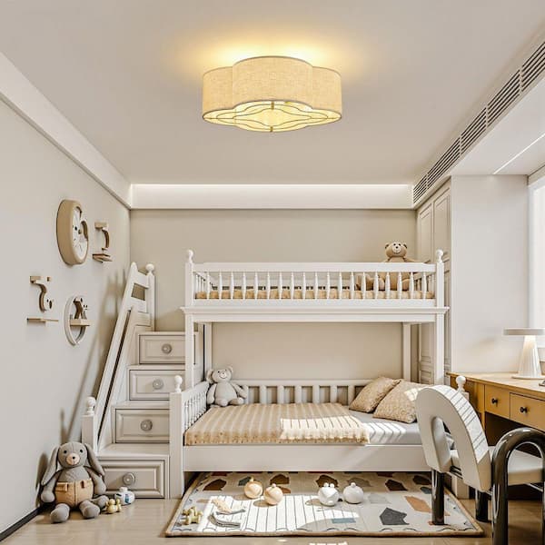 20 in. Indoor Flush Mount Fabric Boho Gold Caged Ceiling Fan With Light and Remote Control 6-Speed Reversible Motor