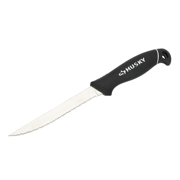 Husky 6 in. Stainless Steel Serrated Fixed Blade Knife with Sheath