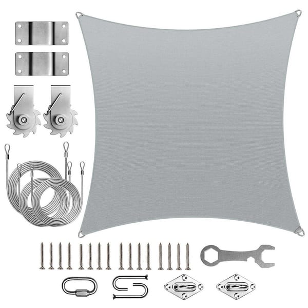 Pro Ring 20 ft. x 20 ft. Square Sun Shade Sail with Hardware TAWAL-Grey