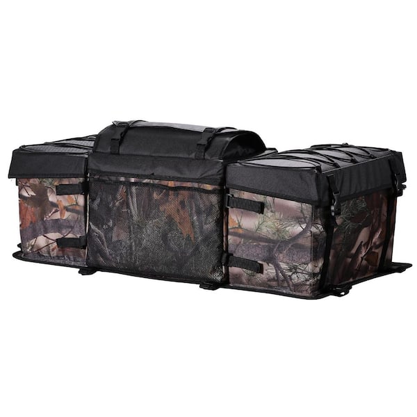 SKYSHALO ATV Rear Storage Bag, 68L ATV Rear Cargo Bag with Seat Cushion & Bottle Holder, Oxford Cloth Storage Rear Rack Seat Bag