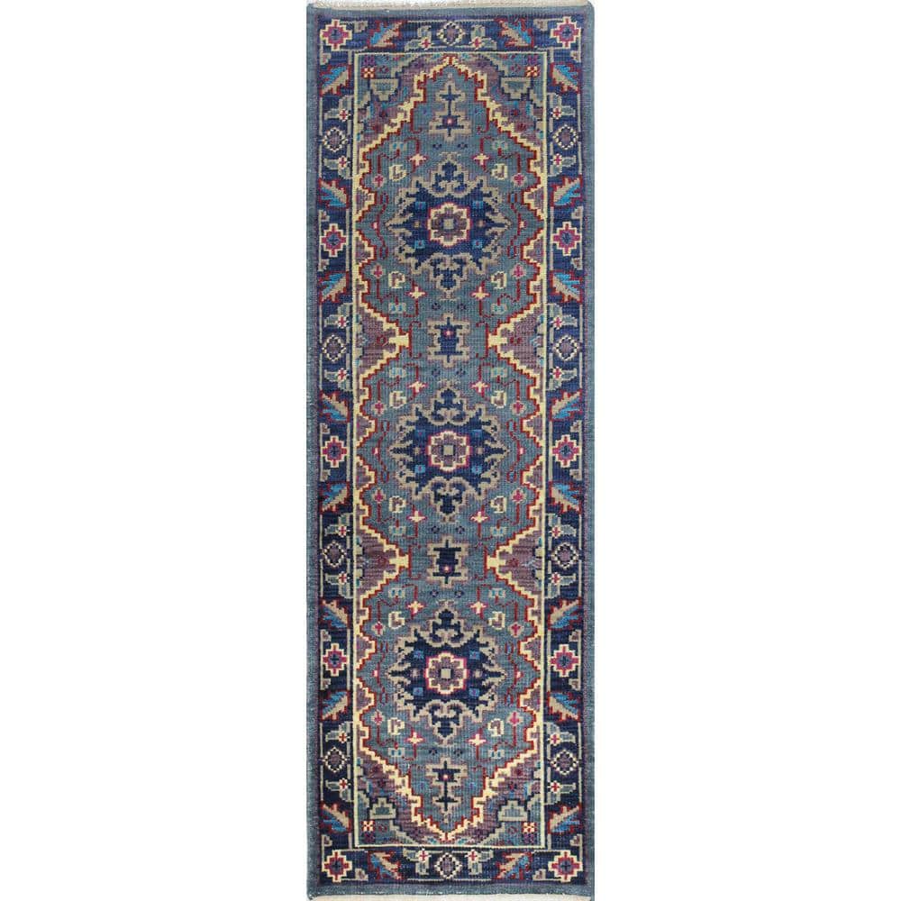 Palmyra Teal 3 ft. x 8 ft. Floral Transitional Area Rug Runner