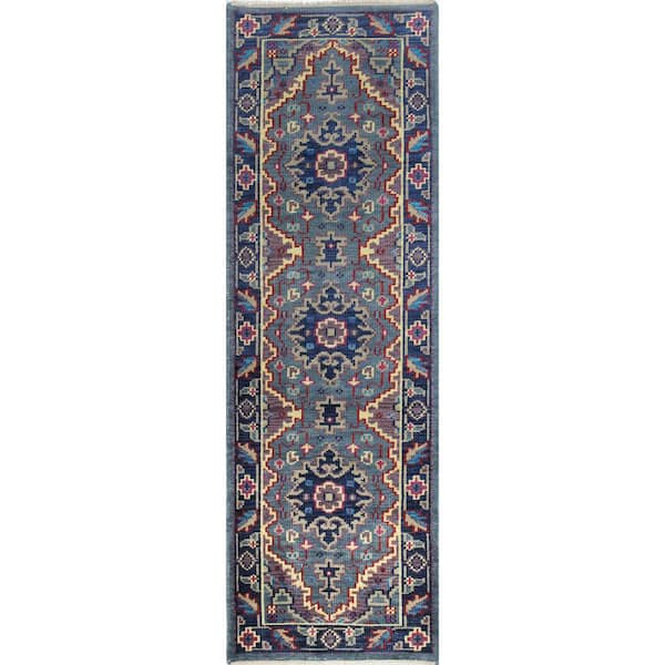 BASHIAN Palmyra Teal 3 ft. x 8 ft. Floral Transitional Area Rug Runner