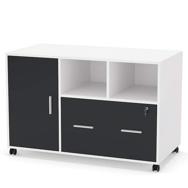 TRIBESIGNS WAY TO ORIGIN Catherine White Engineered Wood File Cabinet with Lock and Drawer