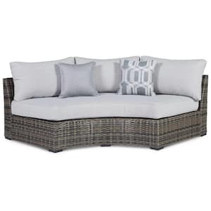 Gray Wicker Outdoor Loveseat with Gray Cushions