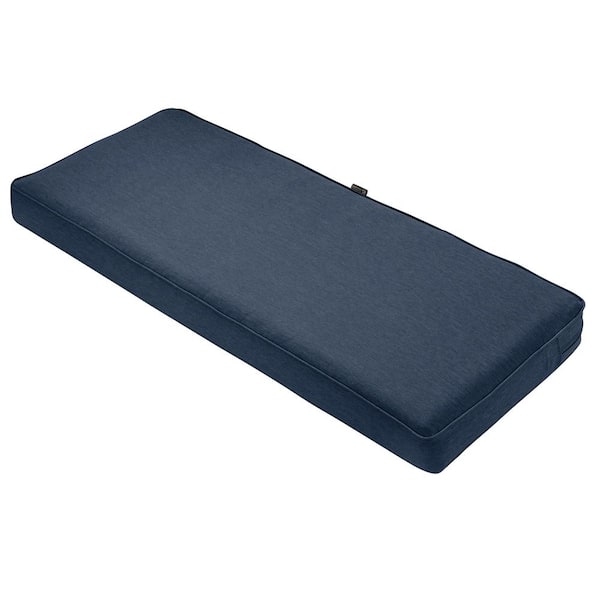 Classic Accessories Montlake 59 in. W x 18 in. D x 3 in. Thick Heather Indigo Blue Rectangular Outdoor Bench Cushion