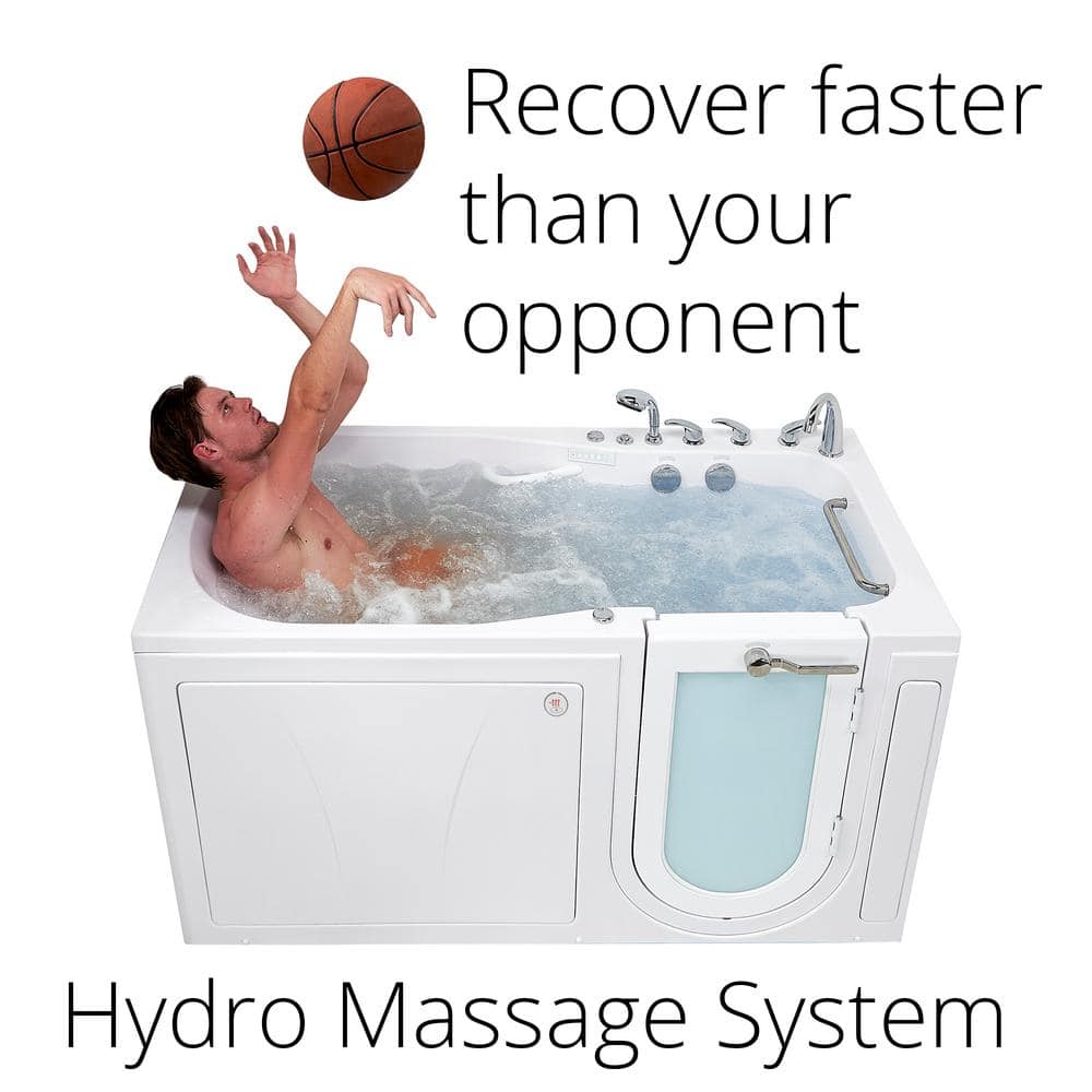 72'' x 36'' White Acrylic Walk-In Bathtub with Hydro Massage
