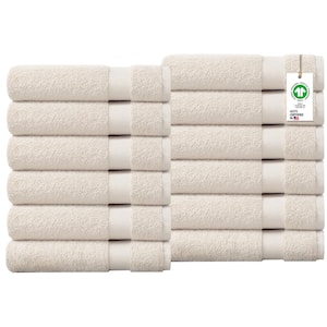 Feather Touch Quick Dry 12-Piece Marshmallow Solid 650-GSM 100% Organic Cotton Bath Towel Set