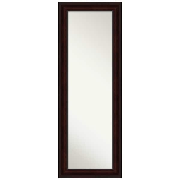 Amanti Art Large Rectangle Walnut Black Brown/Tan Hooks Modern Mirror (53.25 in. H x 19.25 in. W)