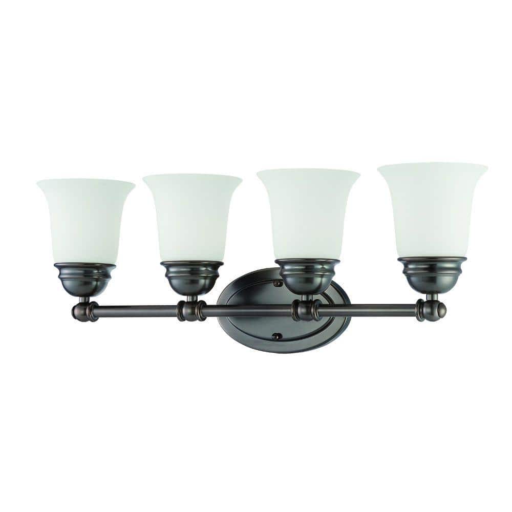 Bella 4-Light Oiled Bronze Sconce with Frosted Glass