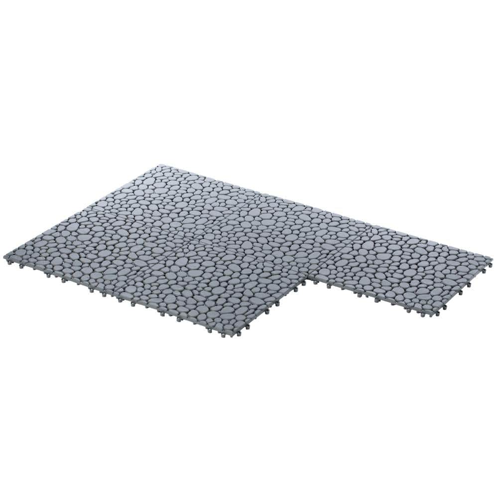 Gray 12" x 12" Interlocking Plastic Garden Pathway Tiles