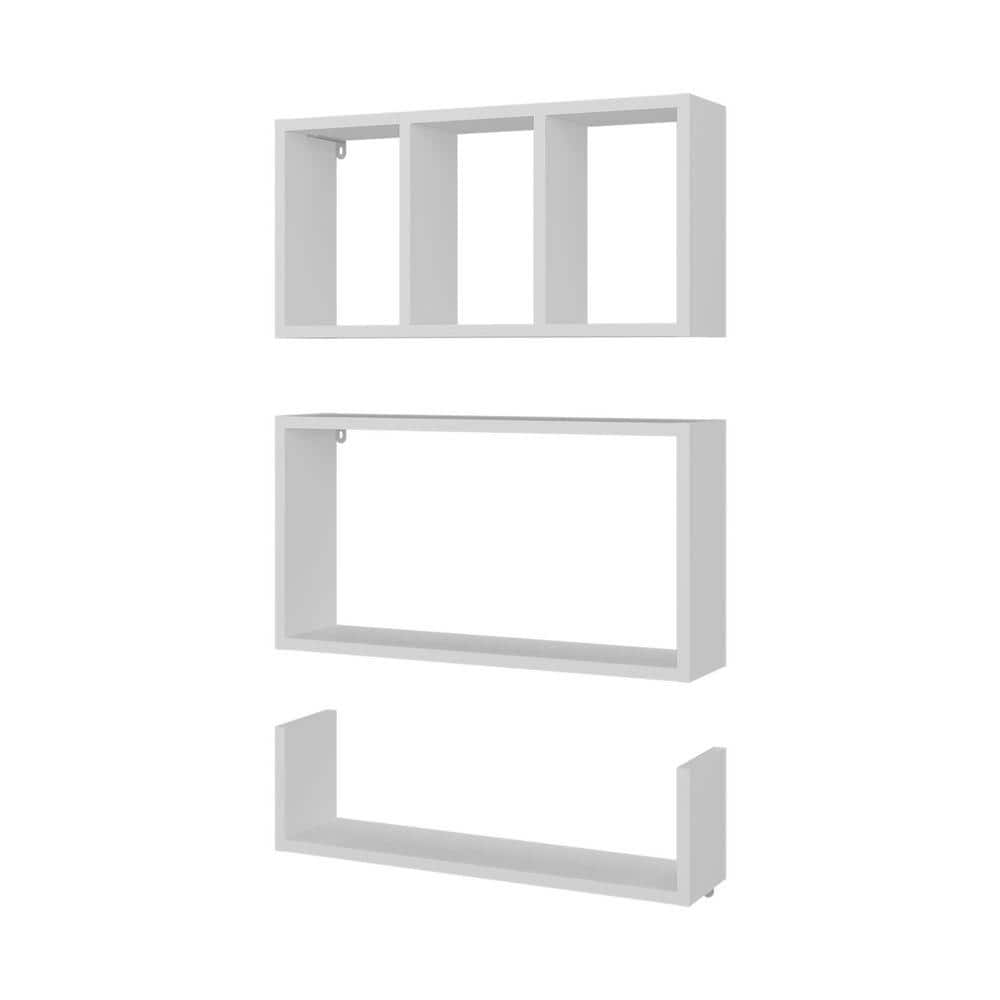 Avex 22.2 in. W x 5 in. D White Wood Solid Decorative Wall Shelf (Set of 3)