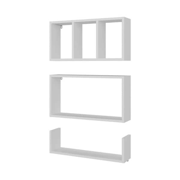 Avex 22.2 in. W x 5 in. D White Wood Solid Decorative Wall Shelf (Set of 3)