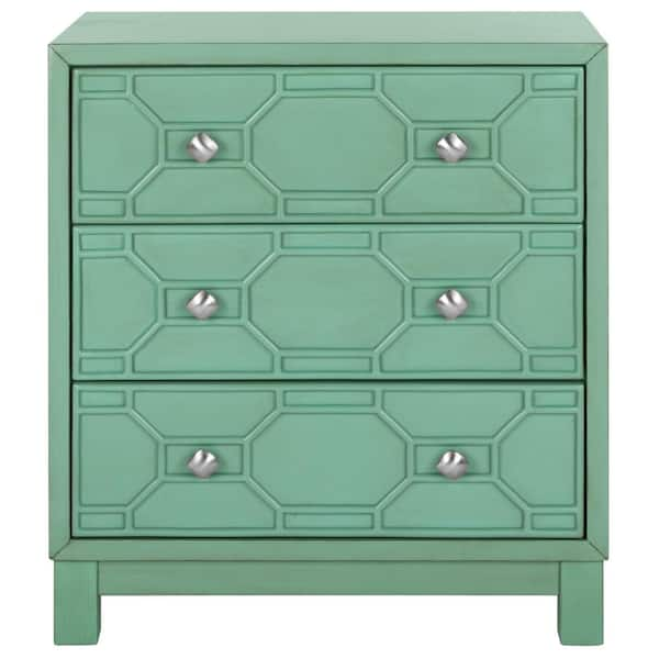 SAFAVIEH Izumi 3-Drawer Green Nightstand Chest