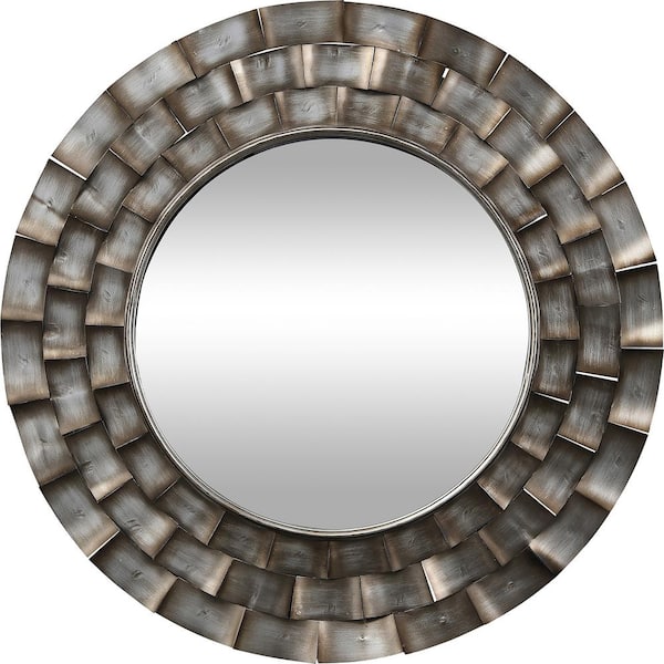 FirsTime & Co. Medium Round Aged Metallic Modern Mirror (31.5 in. H x 0.95 in. W)