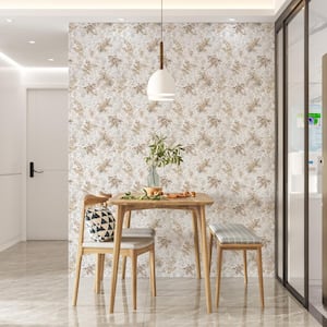 Flora Collection Brown Soft Floral Foliage Matte Finish Non-Pasted Vinyl on Non-Woven Wallpaper Roll