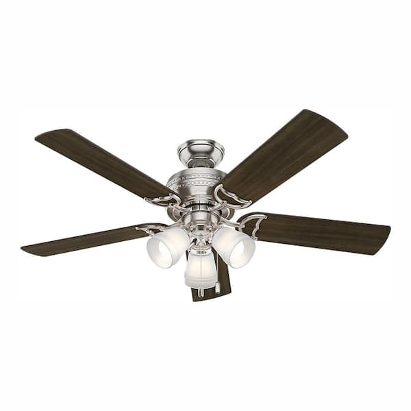 Hunter Prim 52 in. LED Indoor 3-Light Brushed Nickel Ceiling Fan