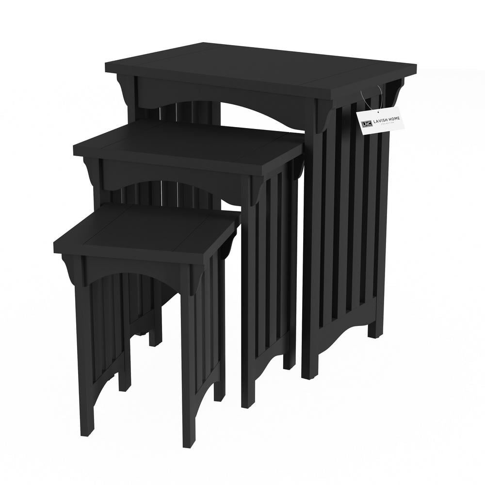 Black Rectangular Mission Style 3-Piece Nesting Tables