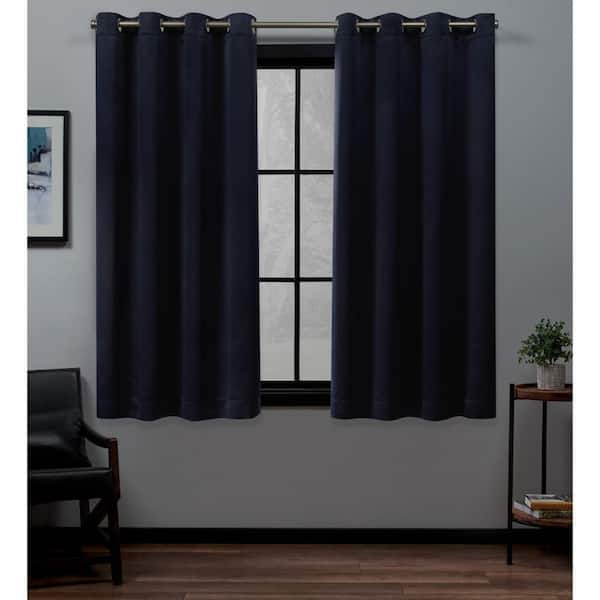 Academy Navy Solid Blackout Grommet Top Curtain, 52 in. W x 63 in. L (Set of 2)